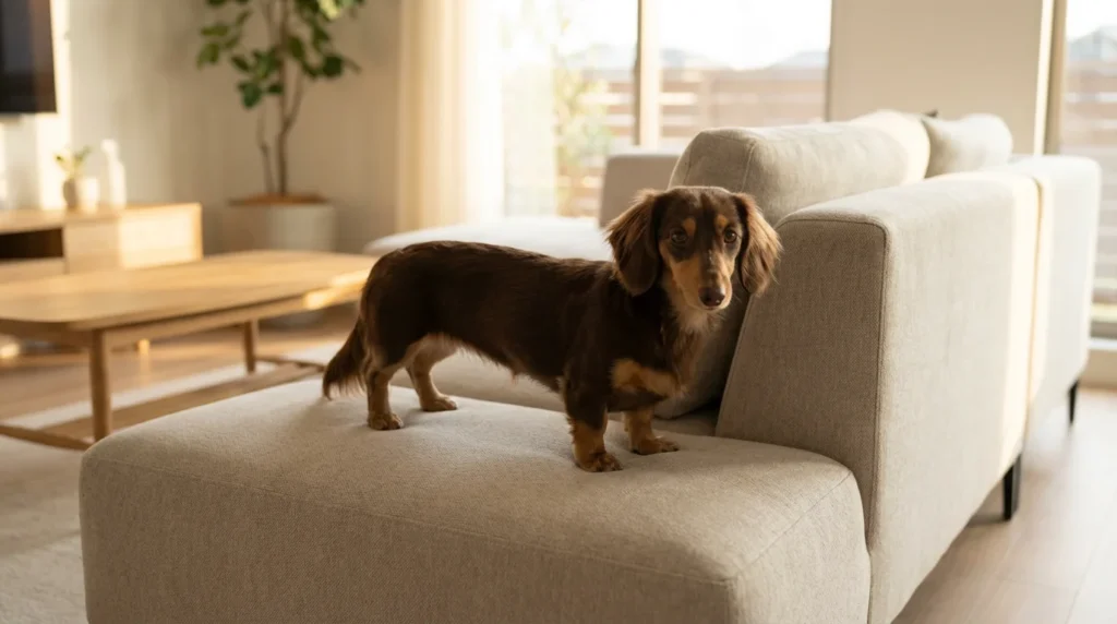 Jamnik na kanapie salon