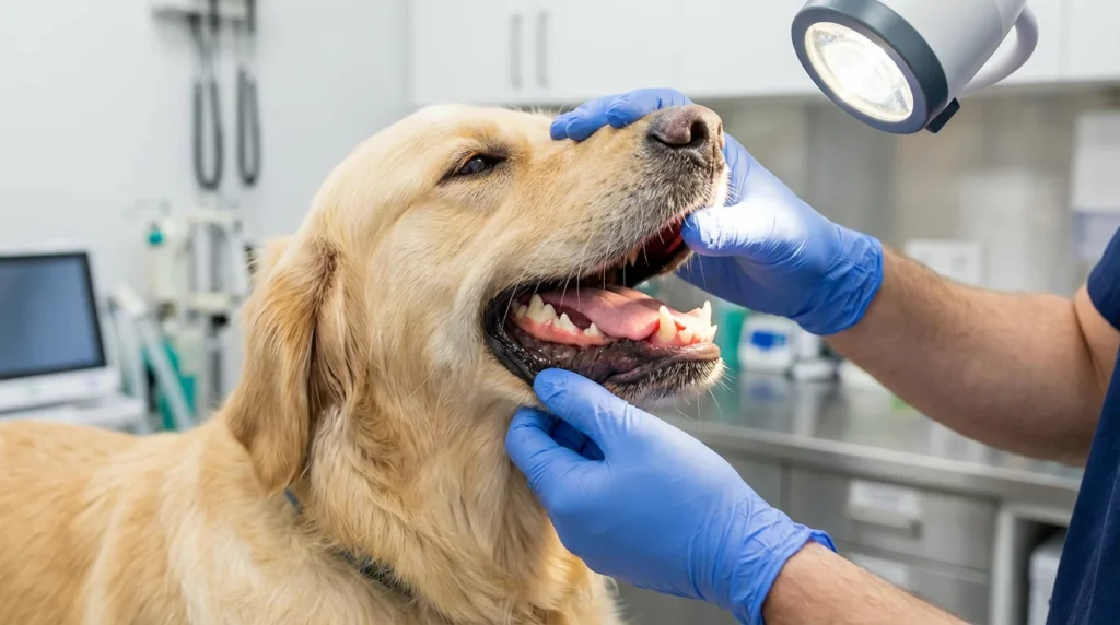 Badanie zebow golden retriever