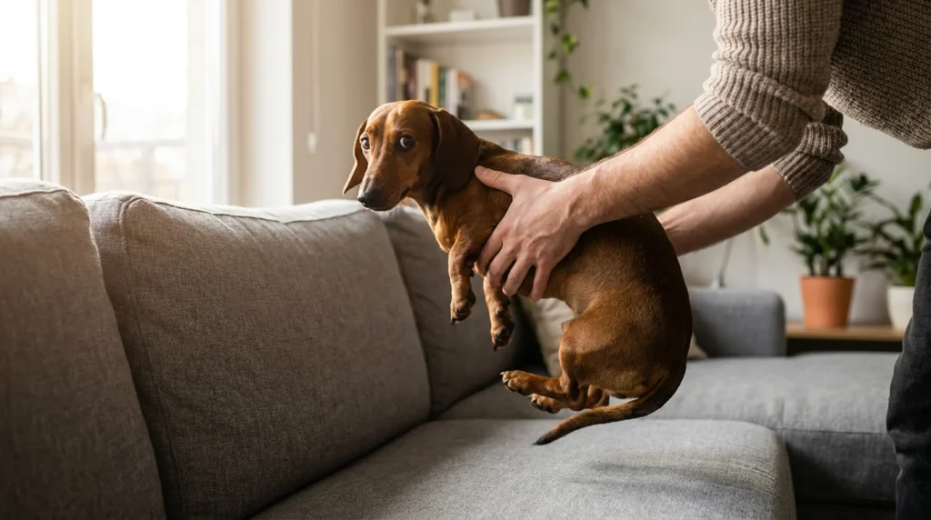 Jamnik niechetny kanapa salon