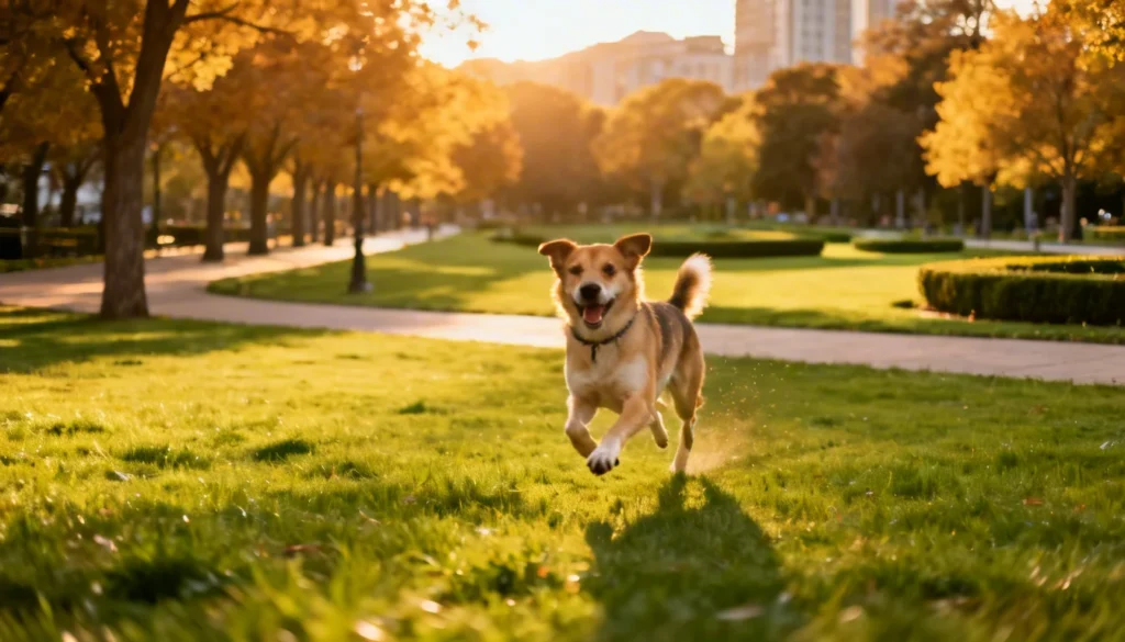 Pies biegnie park trawnik