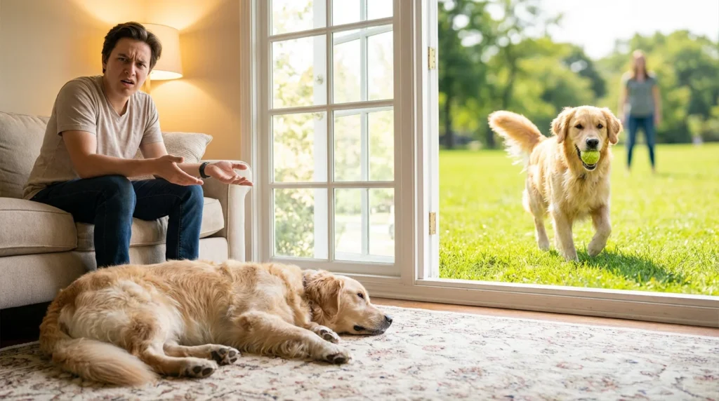 Pies ignoruje wlasciciela salon