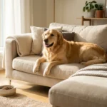 Pies na sofie salon
