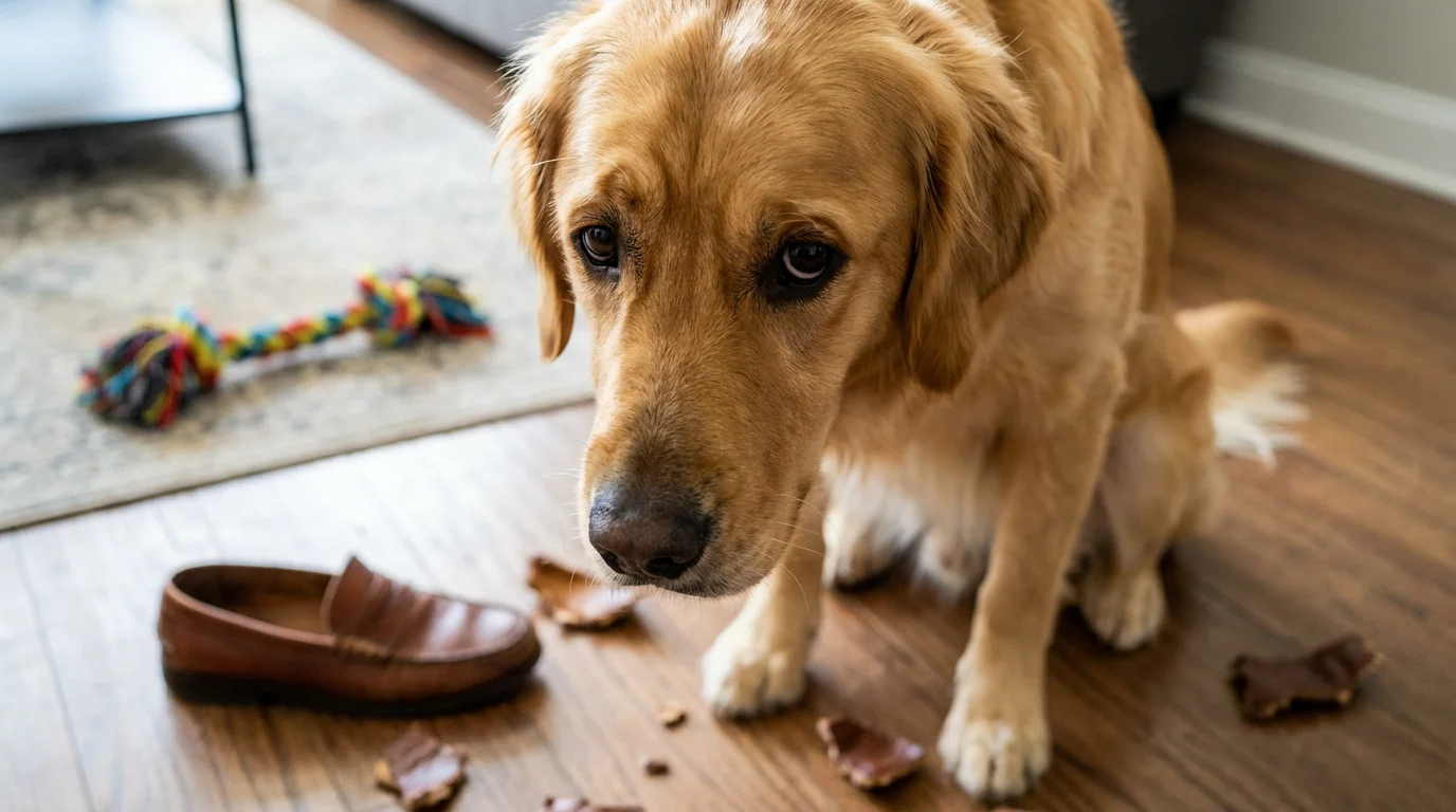 Pies zniszczony buty salon