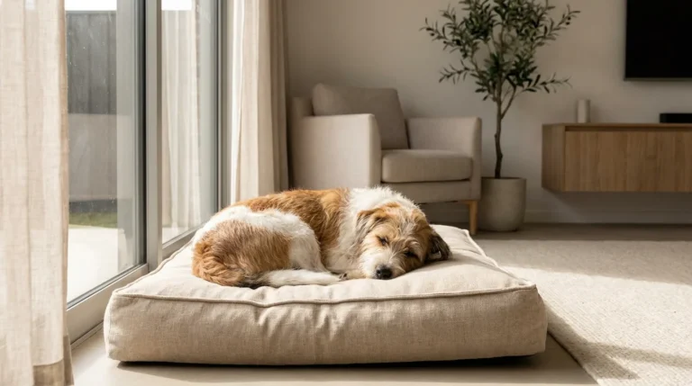 Piesek na wygodnym legowisku