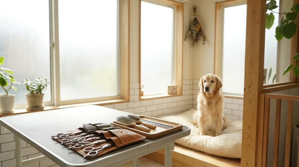 Salon groomerski stol narzedzia