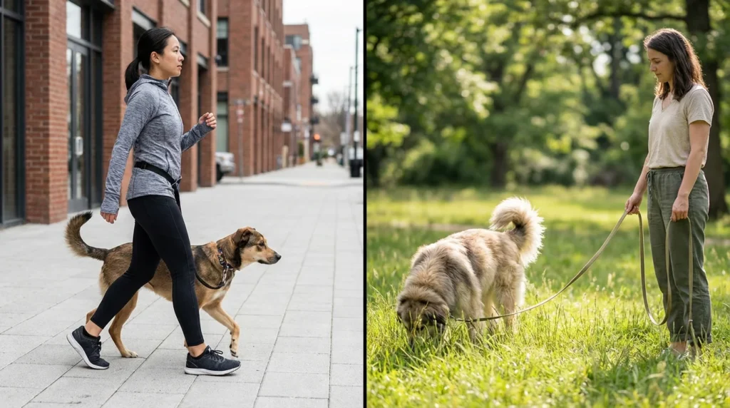 Spacer z psem miasto park