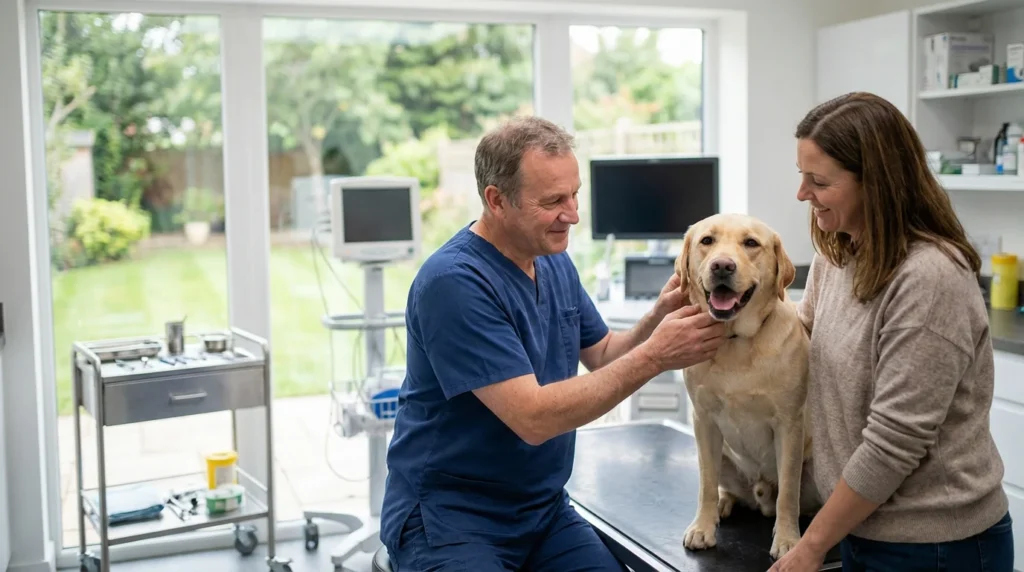 Weterynarz bada labradora gabinet