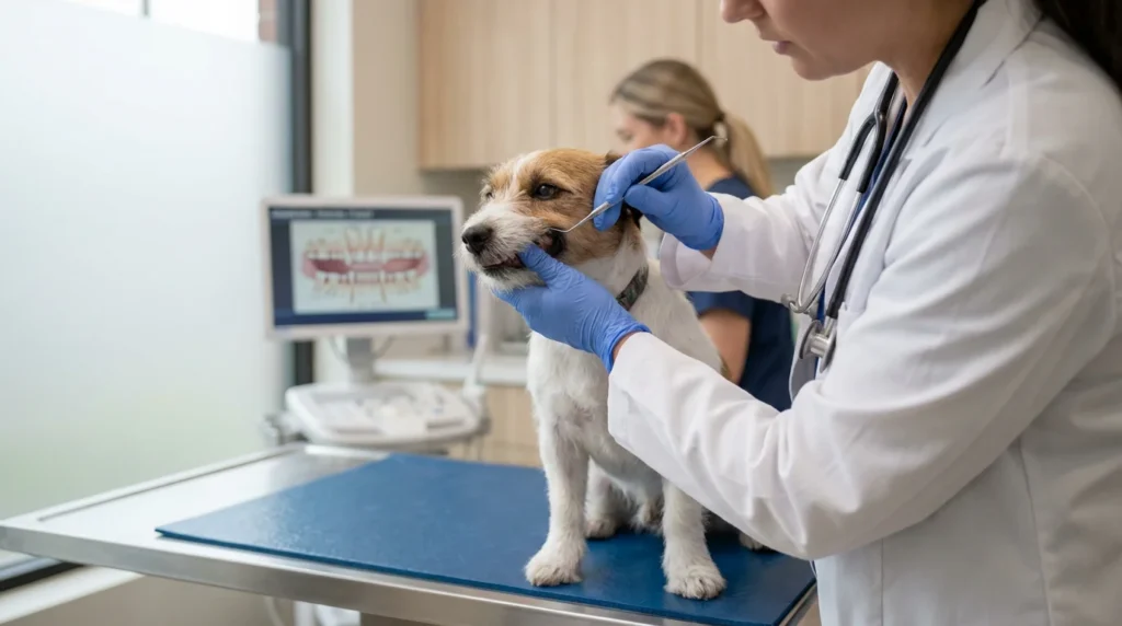 Weterynarz bada zeby psa