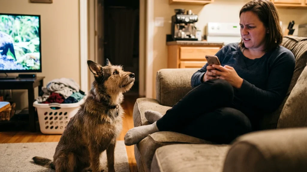 Wlasciciel pies frustracja salon