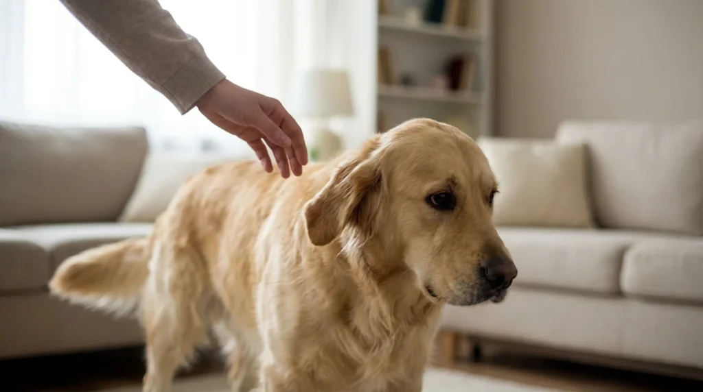 Zaniepokojony zloty retriever