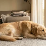 Zloty retriever na dywanie