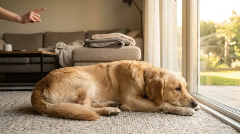 Zloty retriever na dywanie