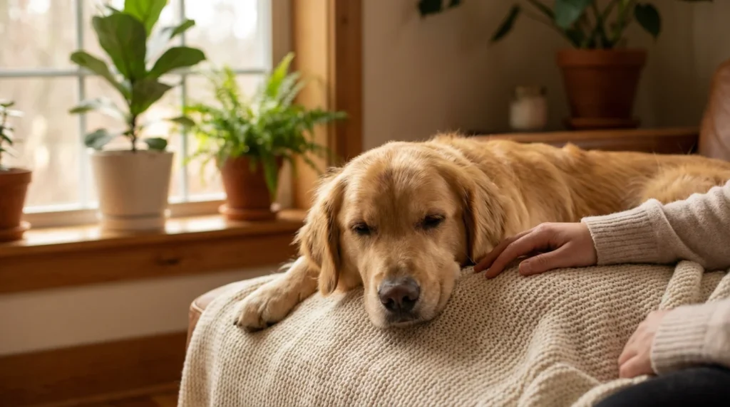 Zloty retriever na kocu